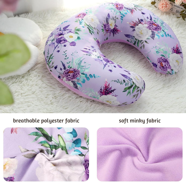 Nursing Pillow Cover 1 Pack, Removable Nursing Pillow Cover for Breastfeeding Pillows, Super Soft Comfortable Slipcover for Boy and Girls, Purple Floral