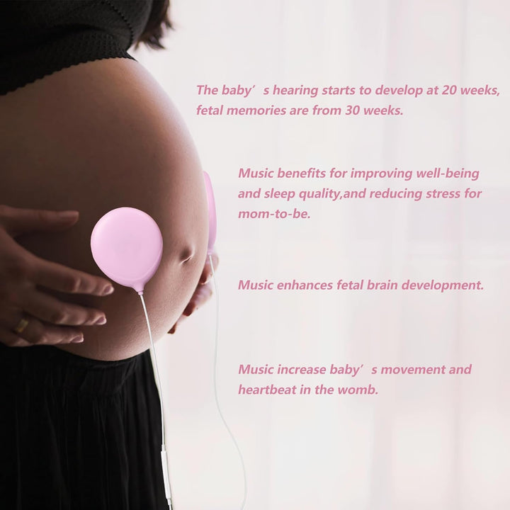 Baby Bump Headphones-Prebatal Belly Speakers for Women during Pregnancy,Play and Share Music to Your Baby(Pink)