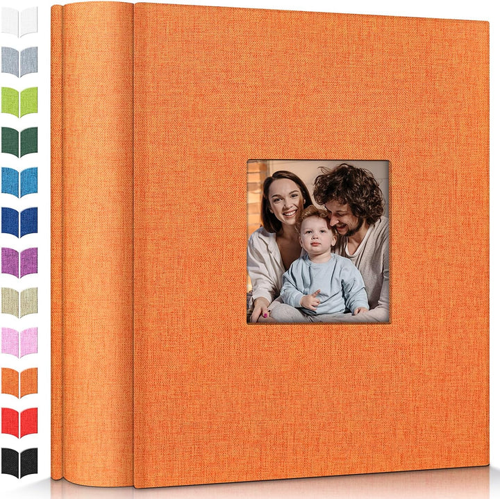 Photo Album 4X6 with 300 Pockets,Slip-In Picture Albums,Linen Cover Memory Book with Front Window,White Page Vertical Photo Book for Wedding,Family,Anniversare,Baby,Vacation