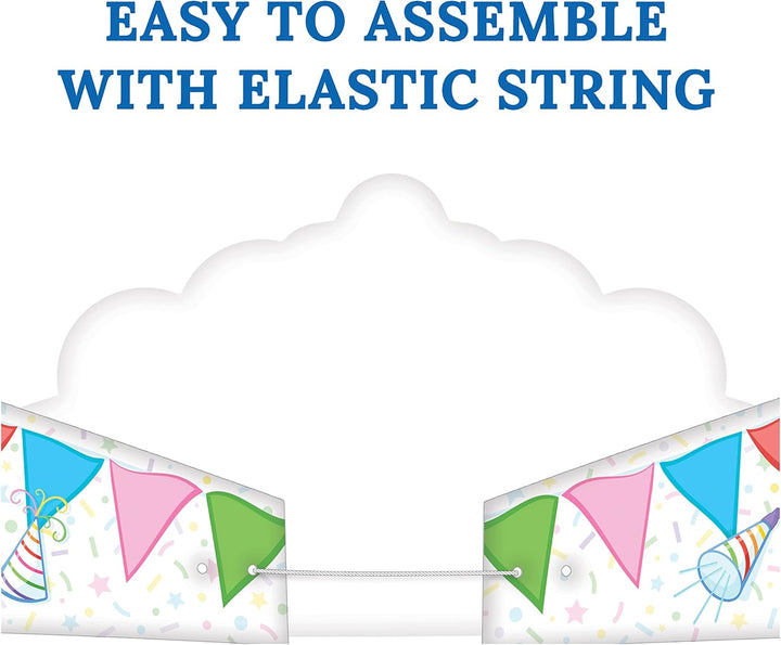 Carson Dellosa 30-Piece Birthday Crown Set, Colorful Party Hats for School and Kids Parties, Gift Bags, Elementary and Kindergarten Classroom Must Haves
