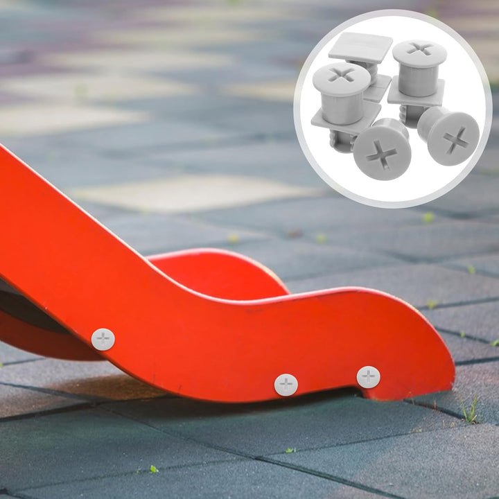4 Sets Kids Play Slide Screw Square Bolts and Caps Plastic Bolt Replacement Parts for Children Slide Fixing Screw Covers Toddler Playground Repair Attachments Accessories