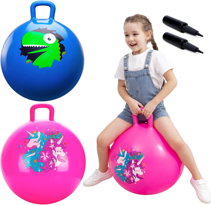 Hopper Ball, Hopping Toys for Kids, 18Inch Bouncy Ball with Handle for Boys Girls Aged 3-8, Inflatable Clouds Bounce Hopper Toy with Pump