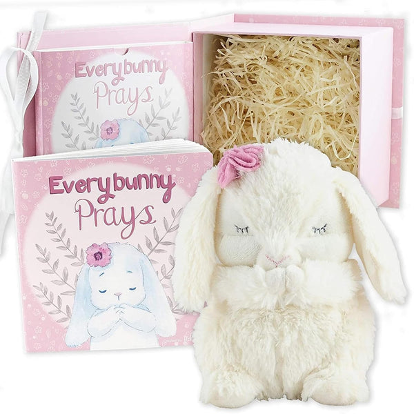 Bunny Stuffed Animal & Musical Toy - Christening Gifts & Baby Dedication Gift for Girls - Gifts for Baptism - Goddaughter Gift (Pink, 7 In)