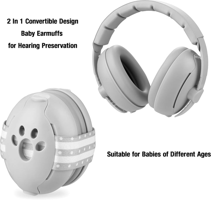 Baby Ear Muffs, 2-In-1 Baby Ear Protection Noise Cancelling Headphones Ages 0-3 Years, Infant Hearing Protection