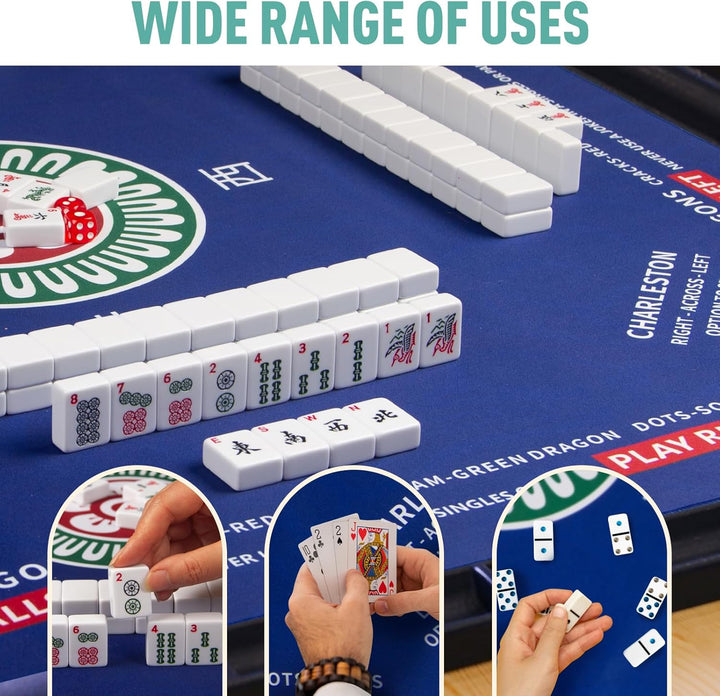 Mahjong Mat, 32.4×32.4 Inch Noise Reduction Anti-Slip Mahjong Mat for Table, Mahjong Table Mat for Poker, Card, Board Games Table Mat, Tile Games, Dominoes