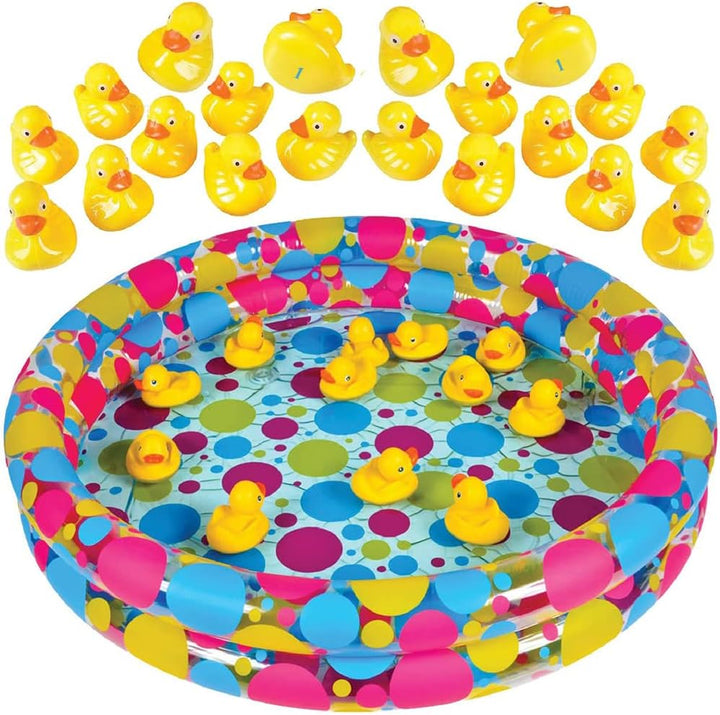 Duck Pond Matching Carnival Game for Kids, 36" X 6" Inflatable Pool & 20 Plastic Ducks with Numbers, Water Outdoor Game for Kids, Fun Memory Game for Backyard, Birthday Party Field Day Games