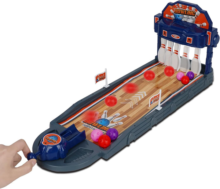 Mini Bowling Set with Pins & Balls - Portable Tabletop Shooting Alley for Kids & Adults, Indoor/Outdoor Family Game Night, Durable Plastic Construction