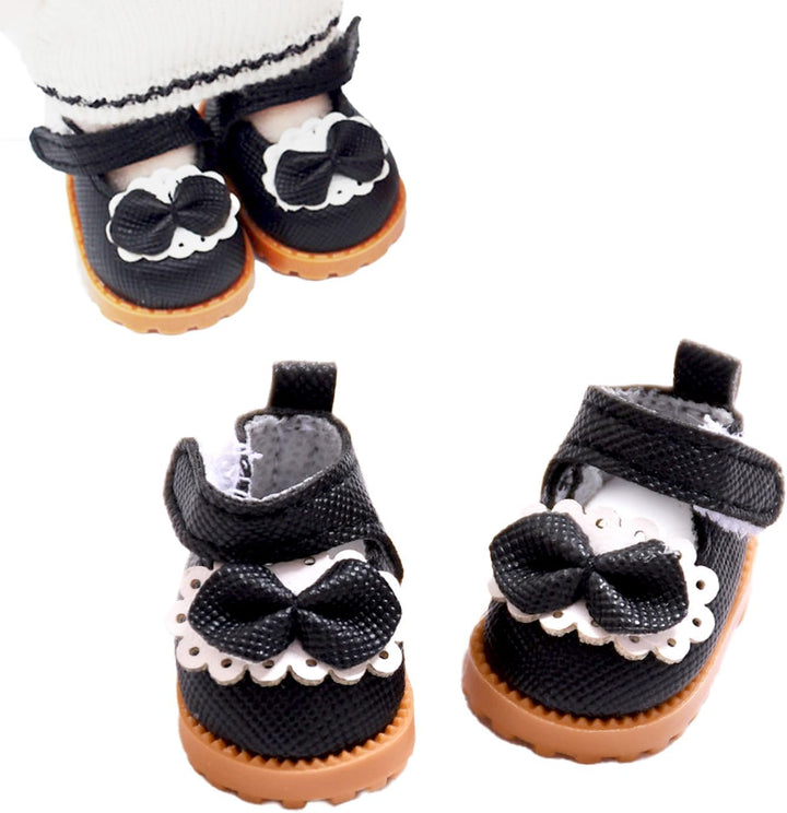Mini Doll Shoes, 1 Pair Cute Lace up Canvas Sneakers Compatible for 17Cm/15Cm Doll Shoes Toy Outfit Accessories(White)