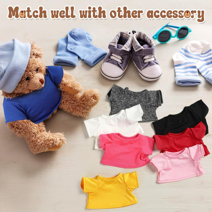 8 Pcs Sublimation Stffed Animal Tshirt for 8-12 Inch Plush Bear 8 Colors Stuffed Bear Clothes Perfect for DIY Stuffed Doll Outfit