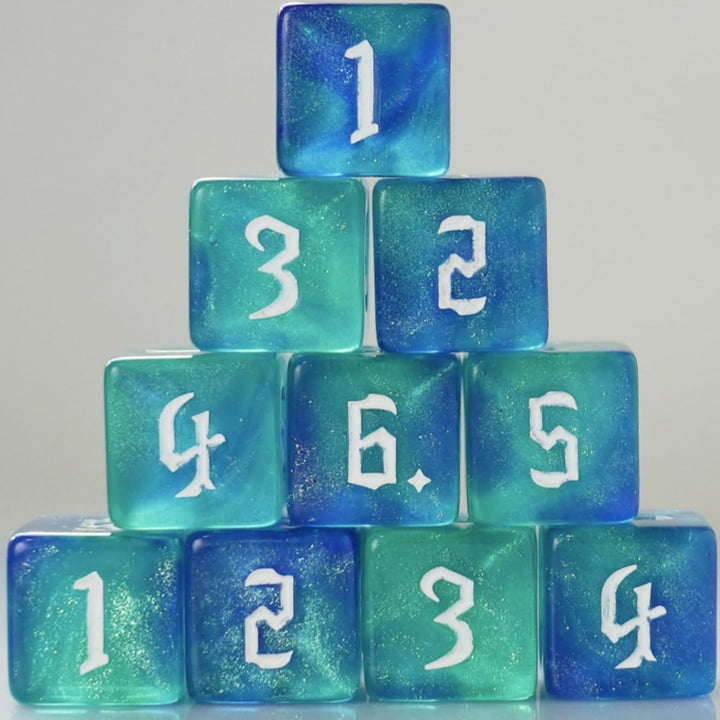 10 PC D6 Dice 16Mm Acrylic Dice Set for RPG MTG DND Dice Table Games and Board Games (Pink + Blue)