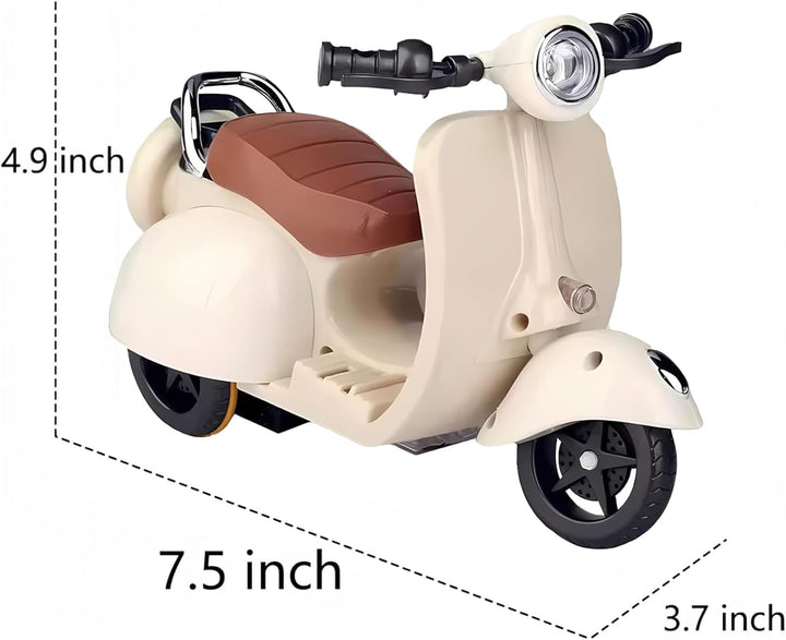 Scooter for Labubu, Scooter Toy with Light and Music, Have a Seat for Labubu Accessories, Mini Electric Doll Scooter Interactive Decor Desktop Ornaments (White)