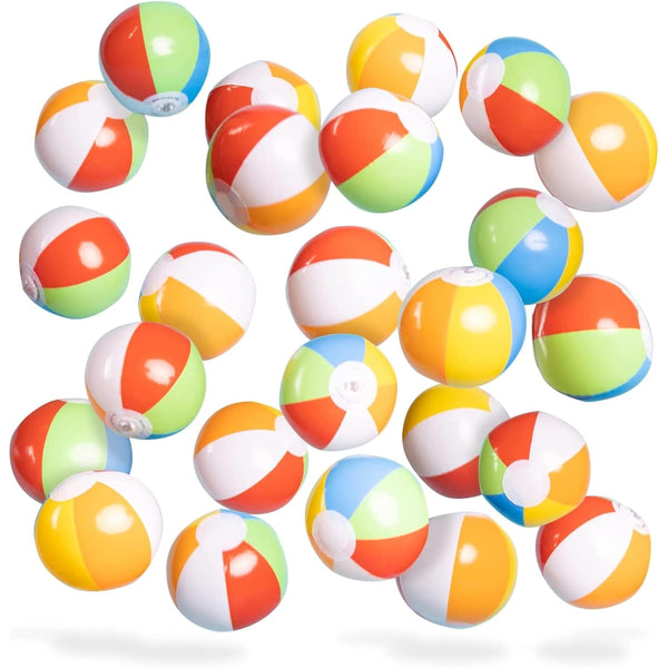 Mini Beach Balls Bulk Pack - 6 Inch Inflatable Rainbow Beach Balls for Kids - Ideal Pool Toys, Centerpieces for Tables, Lake Toys, Theme Party Decorations - 25 Pack