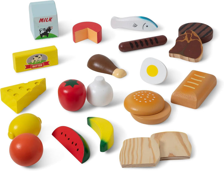 Food Groups - 21 Hand-Painted Wooden Pieces and 4 Crates