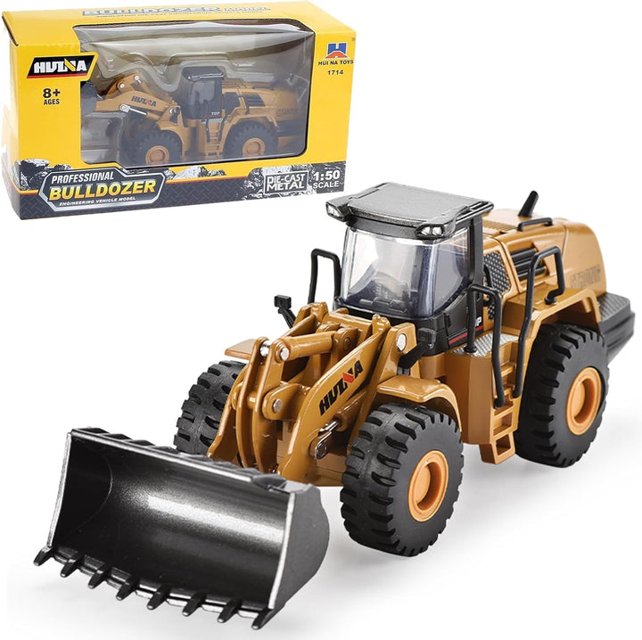 Mechanical Loader Toy, Construction Vehicle Wheeled Loader 1/50 Scale Skid Steer Loader Toy, Bulldozer Shovel Engineering Vehicle Alloy Models for Kids, Collection and Decoration House