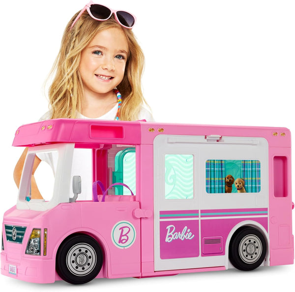 3-In-1 Dreamcamper Vehicle, Approx 3-Ft, Transforming Camper with Pool, Truck, Boat and 60 Accessories, Makes a Great Gift for 3 to 7 Year Olds