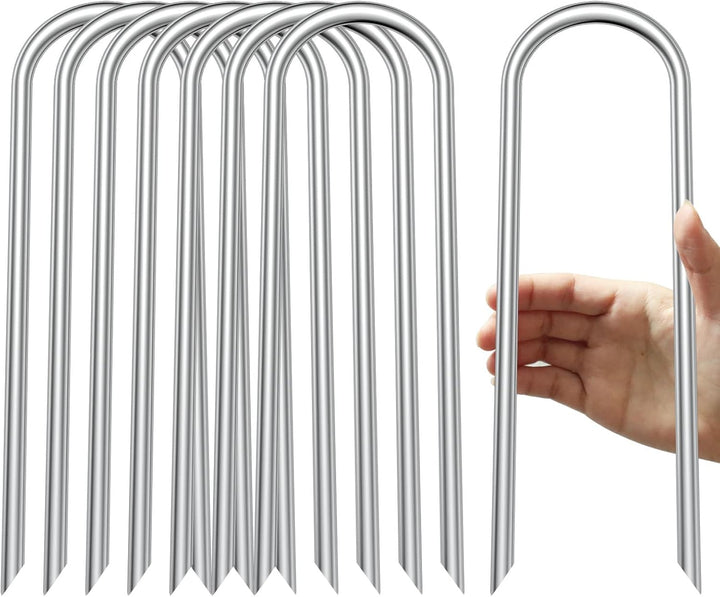 Trampoline Stakes U Shaped Anchors Heavy Duty Metal - Long Trampolines Ground Wind Stakes for Soccer Goals, Camping Tents, Garden Decoration