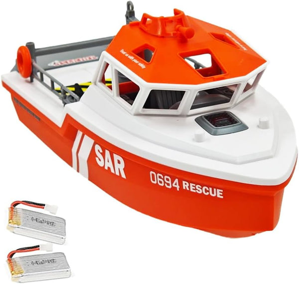 RC Jet Boat 4CH Lake Swimming Pool RTR Remote Control Boat Port Tugboat 8Km/H 2.4Ghz/Orange (Dual Battery)
