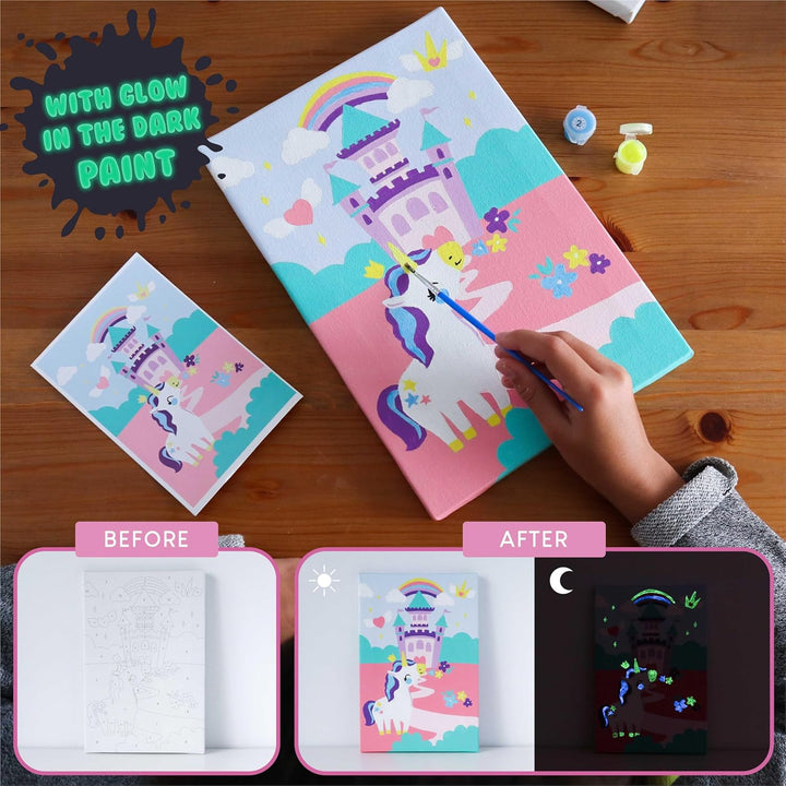 Paint by Numbers Kit for Kids Unicorns Pack 3 Canvas Paint by Number Canvas Framed Pre Drawn, Unicorn Gifts for Girls | Arts and Kids Crafts 4-6 8-12, Pintar Por Numeros | Unicorn Craft