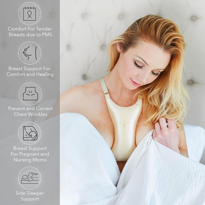 Breast Pillow for Chest Wrinkles and Side Sleeping - Chest Pillow for Wrinkle Prevention - Chest Wrinkle Pillow for Breast Support (Gold)