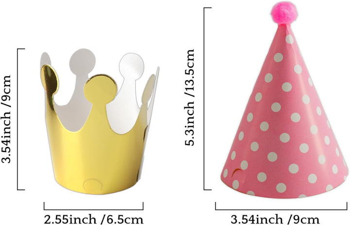 Mini Kids Birthday Party Hats, Assorted, DIY Assembly Required
