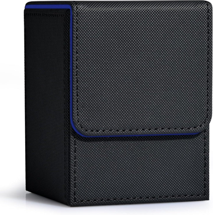 Card Deck Box for Trading Cards, MTG Commander Deck Box Holds 120+ Single Sleeved Cards, Leather Magnetic Card Storage Box Fits for TCG CCG Magic Cards (Black)