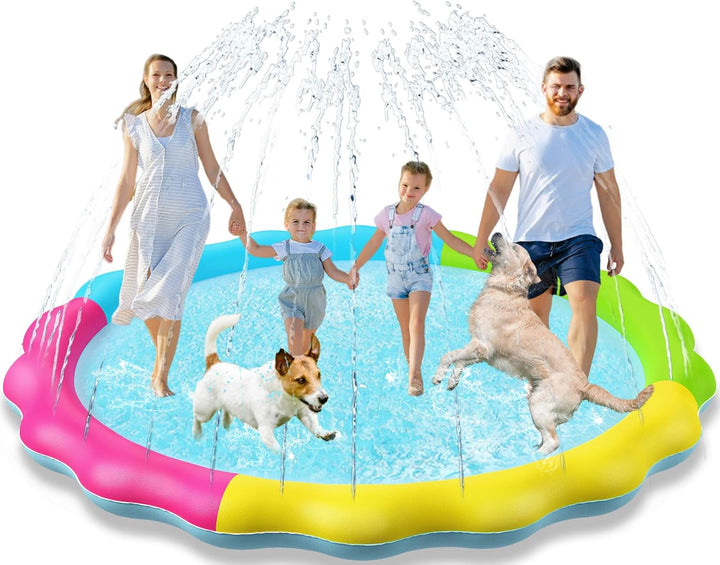 Splash Pad Sprinkler for Kids Splash Play Mat Outdoor Water Toys Inflatable Splash Pad Baby Toddler Pool Boys Girls Children outside Backyard Dog Sprinkler Pool Age 1 2 3 4 5 6 7 8 9 M
