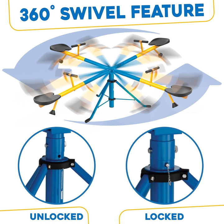 Swivel Teeter Totter Indoor for Toddlers Age 2-5, 360 Seesaw Frame Expands for Kids Outdoors for Ages 4 5 6 7 8 9 10, outside Toys Playground Equipment