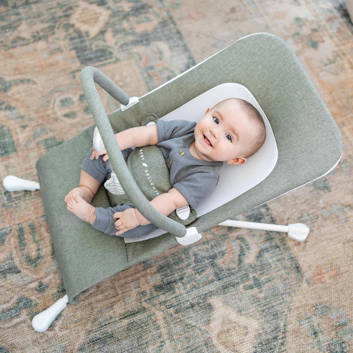 Highland Baby Bouncer | Infant | 0 – 6 Months | 3-Position Recline | Sage Tweed