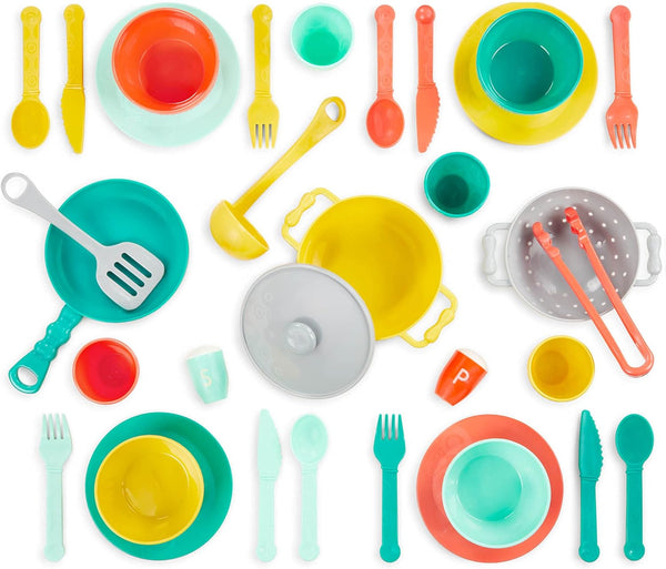 – Play Kitchen Accessories – Cookware, Dishes, Utensils – 33 Pieces Play Set for Kids – Pretend Play Toys – 3+ Years– Mini Chef Kitchen Set