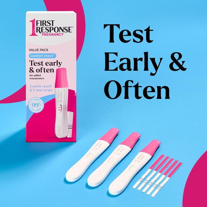 Comfort Check Pregnancy Test, 8 Count, Pink & White