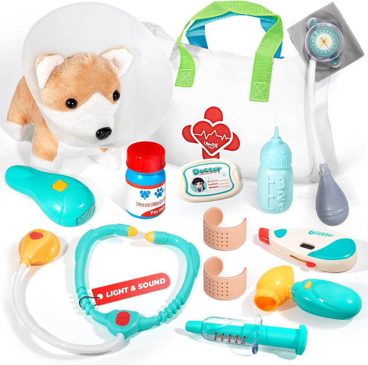 Doctor Kit for Toddlers 3-5 - Preschool Pretend Play Medical Kit with Stethoscope, Blood Pressure Cuff and Carrying Bag- Dress up Toys for Kids Ages 3+ Years