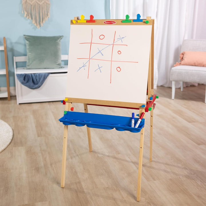 Deluxe Standing Art Easel - Dry-Erase Board, Chalkboard, Paper Roller - FSC Certified