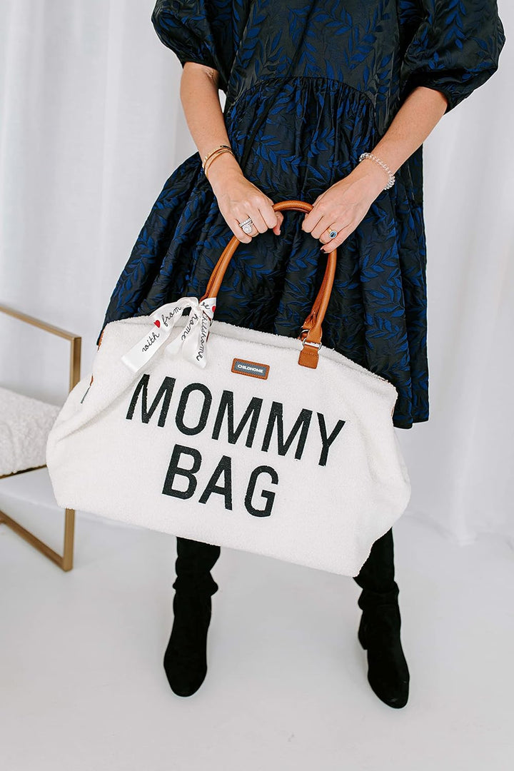 the Original Mommy Bag, Large Baby Diaper Tote Bag, Mommy Hospital Bag, Mommy Travel Bag, (Teddy White)
