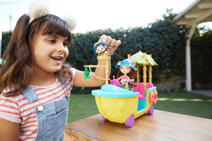 Junglewood Boat & Merit Monkey Doll, Multi Color