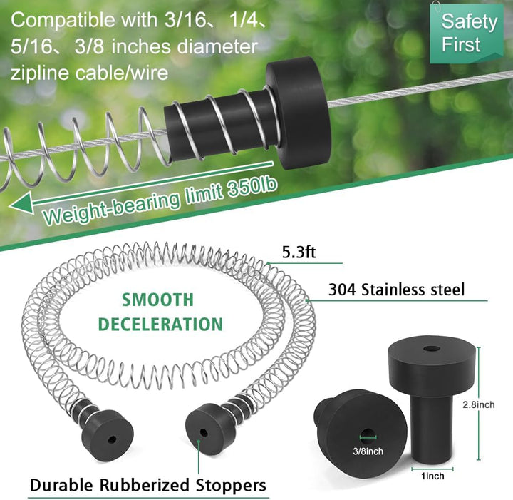 Zip Line Kit for Kids and Adults Outdoor: up to 500Lbs - 80FT Quick Tighten Zipline for Backyard with Removable Trolley Swing Seat Spring Brake Ratchet Strap