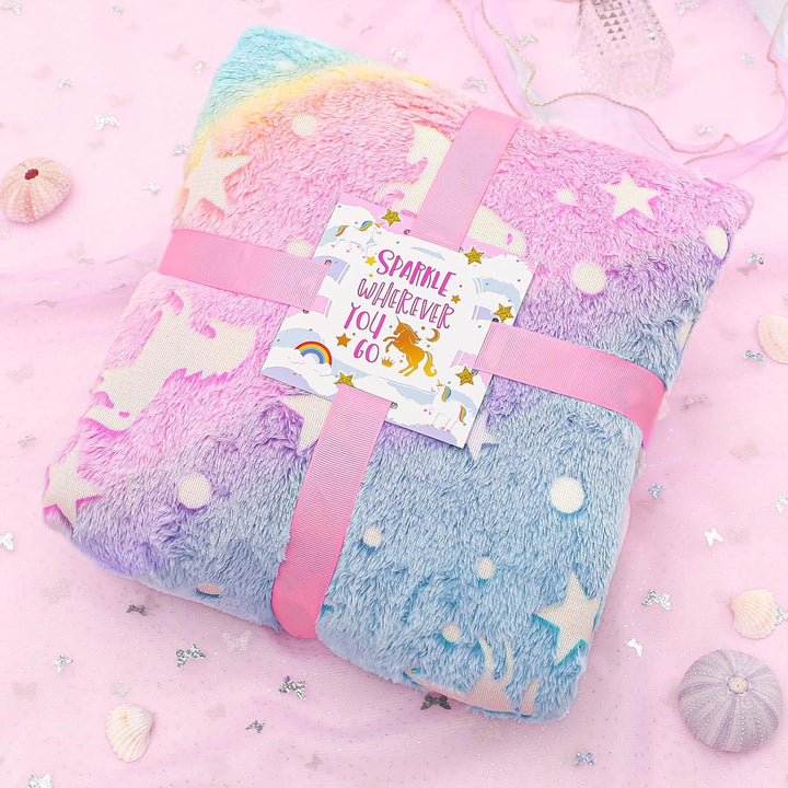 10 Pcs Unicorn Gifts for Girls Toys Christmas Birthday Gifts Kids Girls Age 3 4 5 6 7 8 9 12 with Glowing Blanket/Lcd Drawing Tablet, Unicorn Kids Girls Toys for Daughter, Niece, Granddaughter