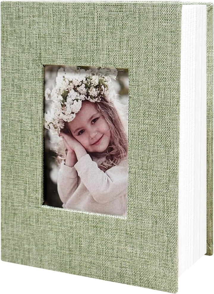 Photo Album 4X6 100 Pockets, Linen Cover Top Loader Vertical, Slip-In Picture Grey Pockets Albums for Wedding, Family, Anniversary, Baby, Vacation