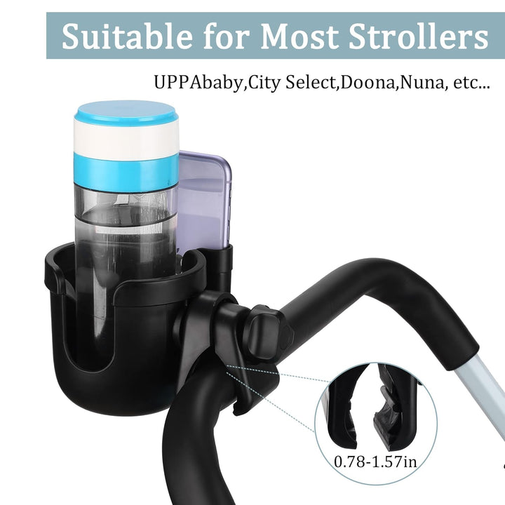 Universal Stroller Cup Holder, Adjustable Drink Holder with Phone Holder for Baby Stroller, Wheelchair, Walker, Bike, Scooter, Gifts for Family Member.