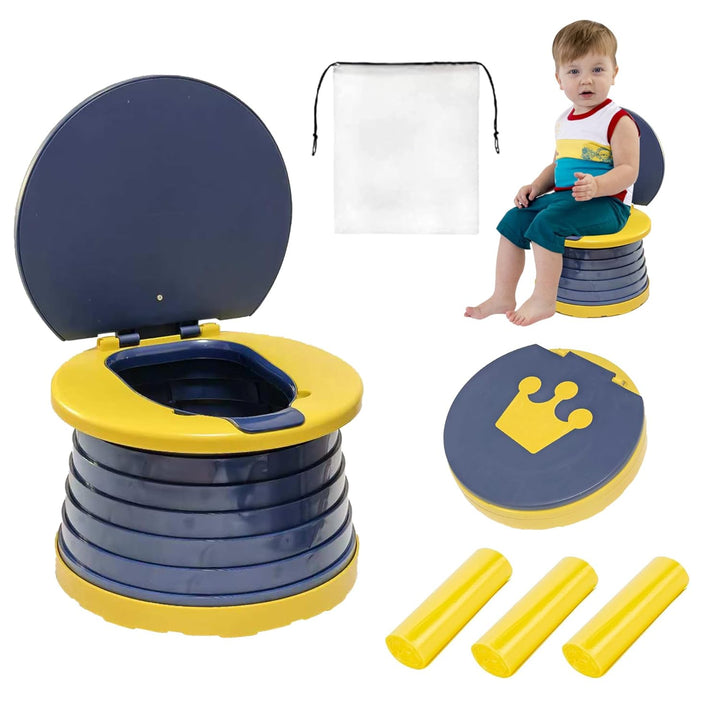 Portable, Foldable Potty Seat for Toddler, Training Toilet Seat Emergency Toilet for Car, Camping, Outdoor, Indoor (Grey, Small)