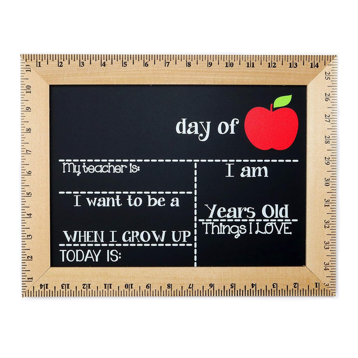 Bloom Owl First Day of School Chalkboard Sign - 11.5"X15" Reusable Back to School Photo Prop with Wooden Ruler Frame for Preschool, Kindergarten, and Beyond