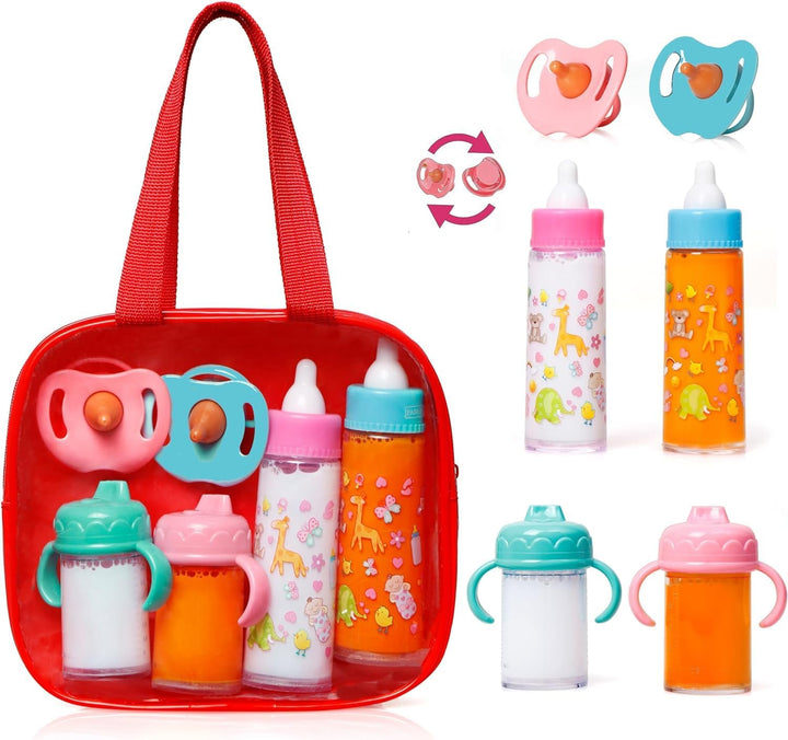 ®, My Sweet Baby Disappearing Doll Feeding Set, Baby Care 6 Piece Doll Feeding Set for Toy Stroller | 2 Milk & Juice Bottles with 2 Toy Pacifier for Baby Dolls