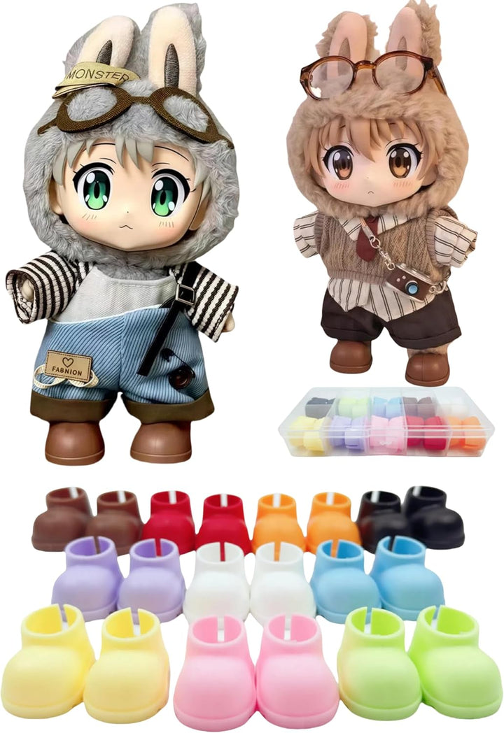 Doll Shoes for Labubu,10 Pairs Cute Labubu Shoes Set,Including Pink Labubu Boots,17Cm Labubu Accessories(No Doll)