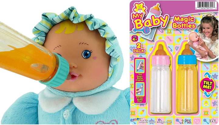 Magic Baby Doll Bottles Milk Bottle and Juice Bottle, Great Baby Doll Accessories. Set with 2 Bottles. 701-1