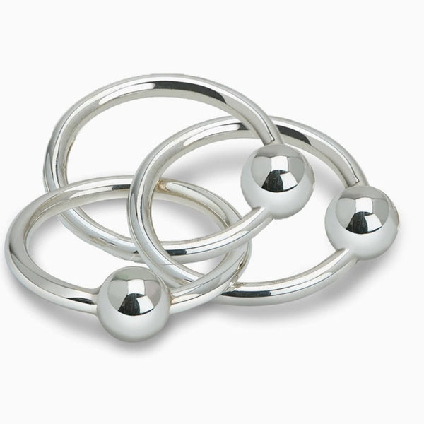 925 Sterling Silver Teether Rattle Three Ring - Newborn Baby Boy and Baby Girl Gift - Non-Tarnishing and Durable - Packaged in a Beautiful Gift Box