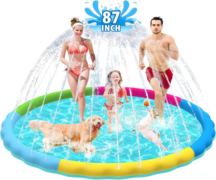 Splash Pad, 67In Anti-Slip Splash Pad for Kids Dogs 0.58Mm Thickened Dog Pool Splash Sprinkler Pad Durable Summer Outdoor Water Toys for Baby Toddler Boys Girls Pet