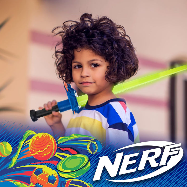 Nerf Duel Swords Set - Retractable Swords with Glow in the Dark Feature - Integrated Knockdown Targets - Kids Fencing Game, Green, Blue, Orange