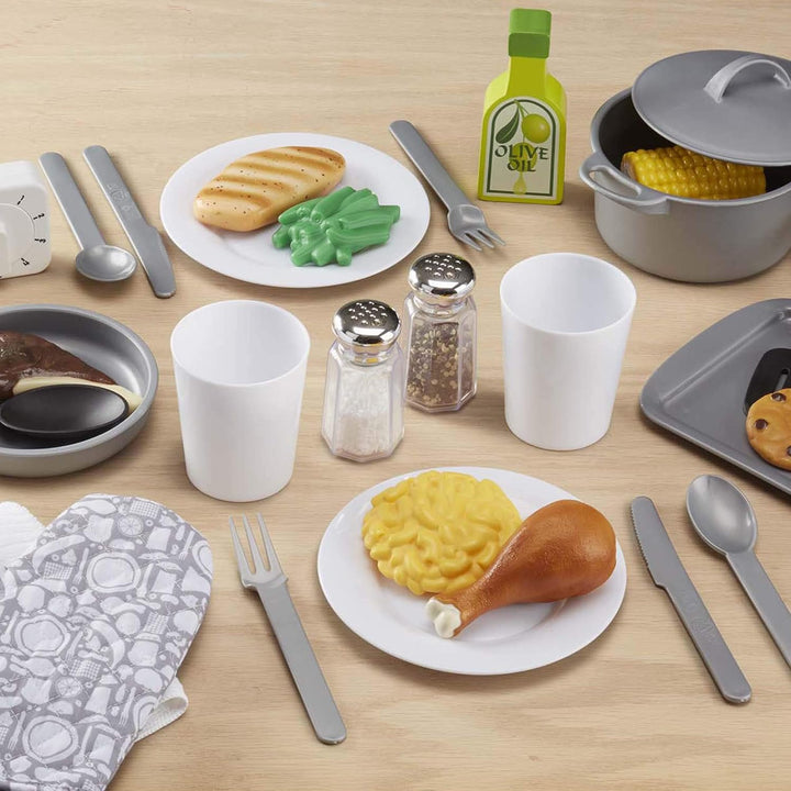 22-Piece Play Kitchen Accessories Set - Utensils, Pot, Pans, and More, White