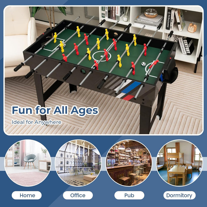 4 in 1 Multi Game Table, 49" Combo Game Table with Foosball Table, Pool Billiards, Air Hockey & Table Tennis for Kids Adults Family Game Room