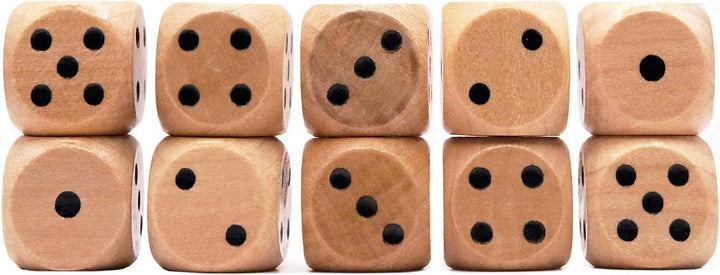 10 Pack Wooden Dice Set - Standard 16Mm 6 Sided - Perfect for Board Games and Rpgs