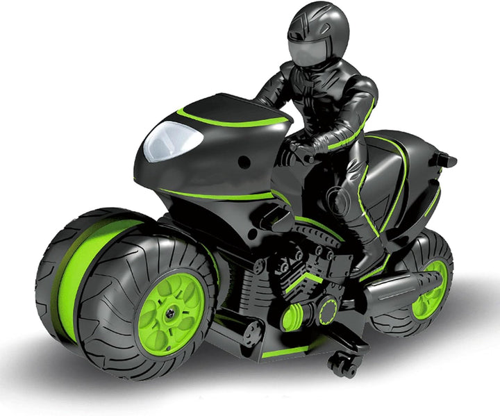 Remote Control Motorcycle, RC Motorcycle with LED Wheels, for Kids Ride on Toys Motorbike Battery Powered Off-Road Dirt Bikes W/Music/Headlights/Training Wheels, Gift for Boys & Girls (Green)